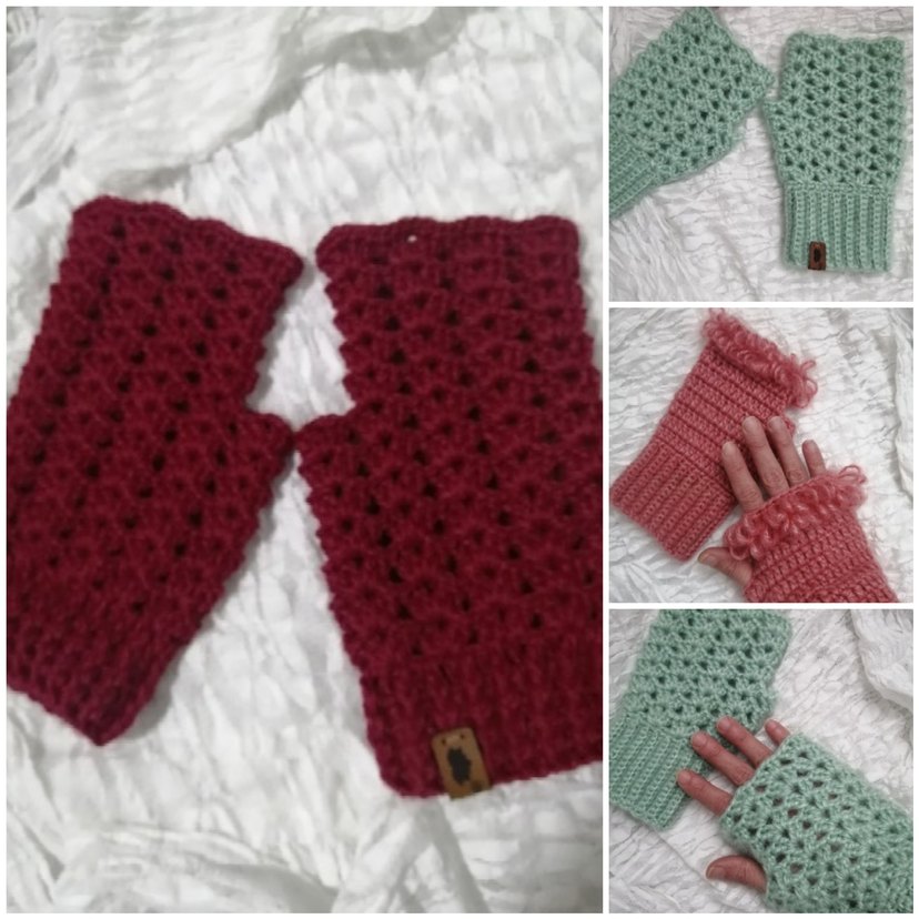 Örgü Bohem Kadın Eldiven parmaksız eldiven - Görsel 3