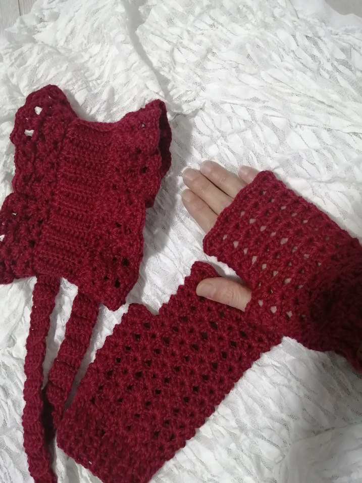 Örgü Bohem Kadın Eldiven parmaksız eldiven - Görsel 2