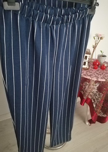 Çizgili Kadın Blazer takım elbise ceket pantolon - Görsel 3