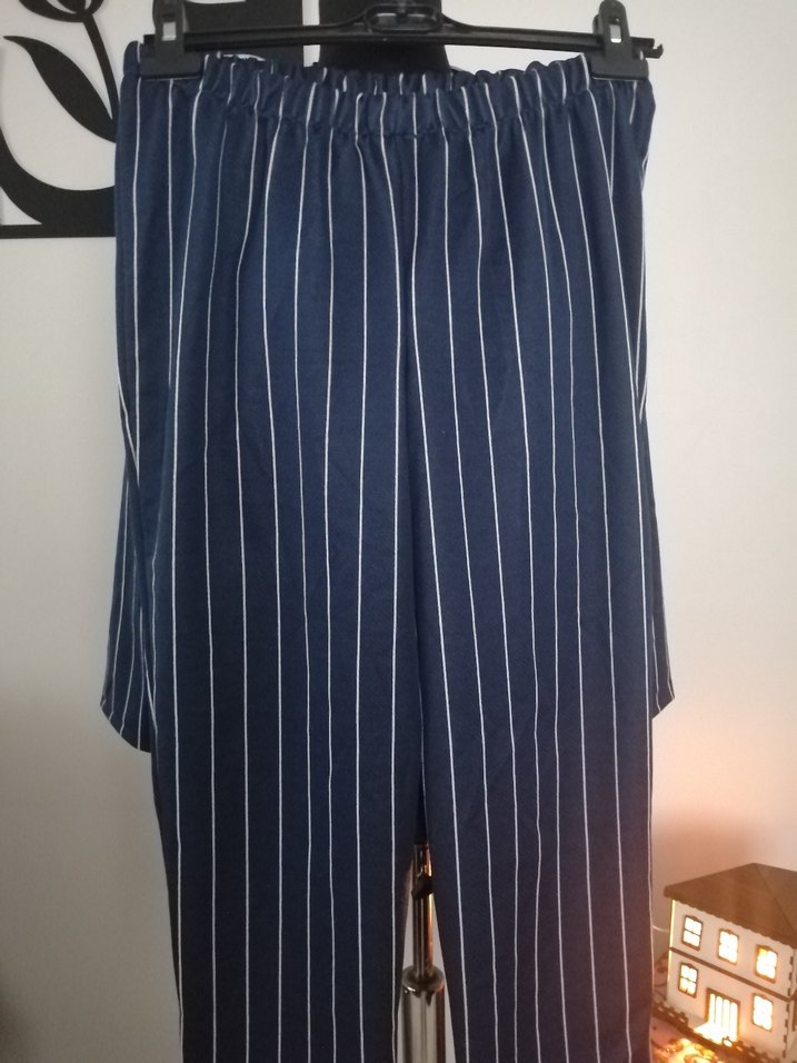 Çizgili Kadın Blazer takım elbise ceket pantolon - Görsel 2