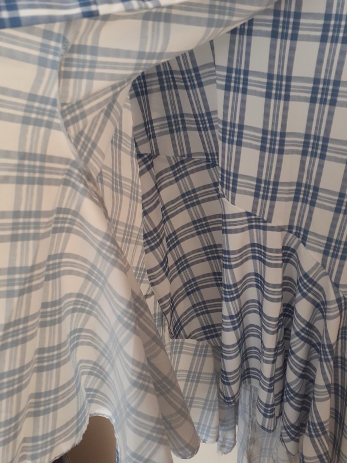 Mavi Kareli Askılı Midi Elbise - Görsel 5