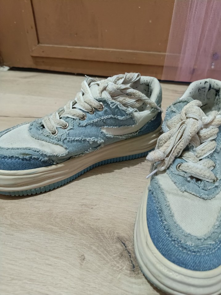 Kadın Mavi Denim Platform Spor Ayakkabı - Görsel 4