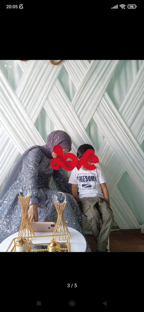 Kadın Gri Uzun Payetli Bohem Tesettür Elbise - Görsel 3