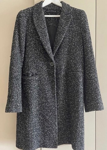 Gri Yılan Desenli Midi Kadın Kaban - Görsel 3