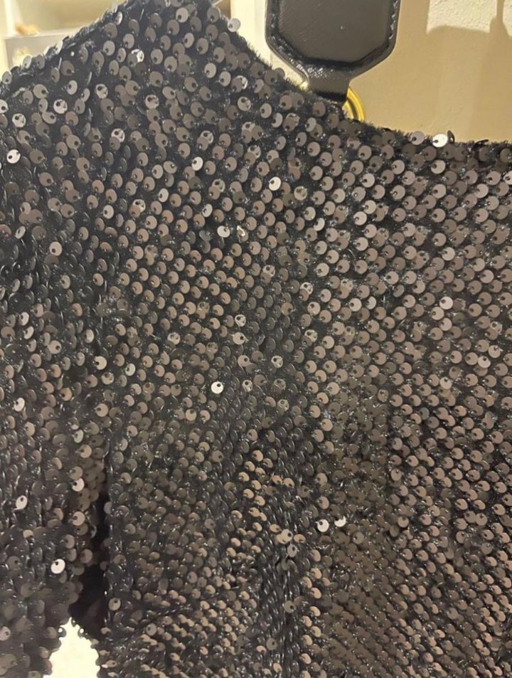 Kadın Siyah Payetli Uzun Kollu Mini Elbise - Görsel 4