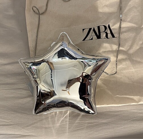 Zara orjinal zara yıldız balon gümüş çanta