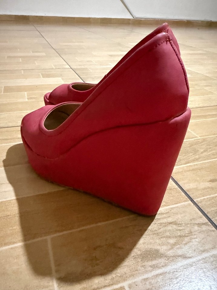 Kadın Kırmızı Süet Dolgu Topuklu Stiletto - Görsel 2