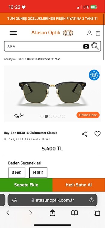 Ray-Ban RB3016 Clubmaster Classic Gözlük