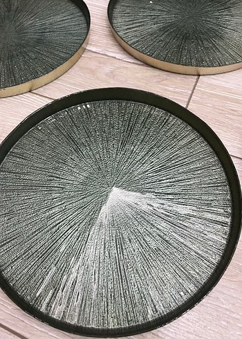 Çağdaş Yeşil Soyut Desenli Tabaklar - Görsel 3