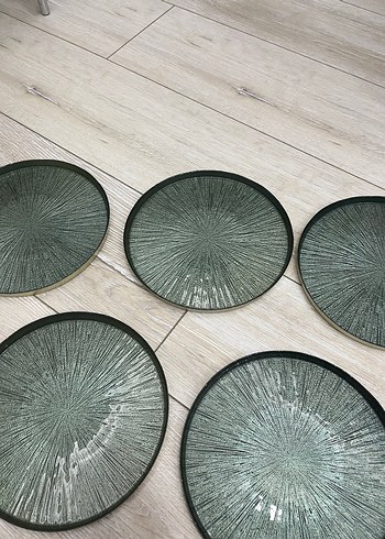 Çağdaş Yeşil Soyut Desenli Tabaklar - Görsel 2