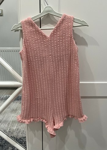 Pembe Örgü Kız Bebek Tulum - Görsel 2