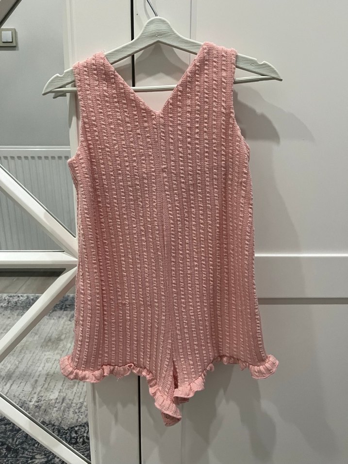 Pembe Örgü Kız Bebek Tulum - Görsel 2