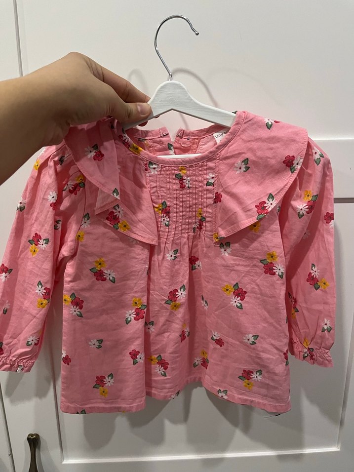 Çiçek Desenli Pembe Kız Elbisesi - Görsel 2