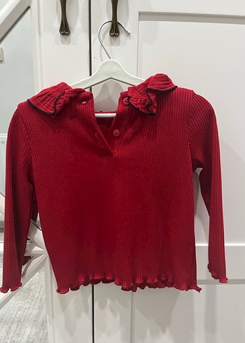 Bordo Fırfırlı Uzun Kollu Kız Bluzu - Görsel 2