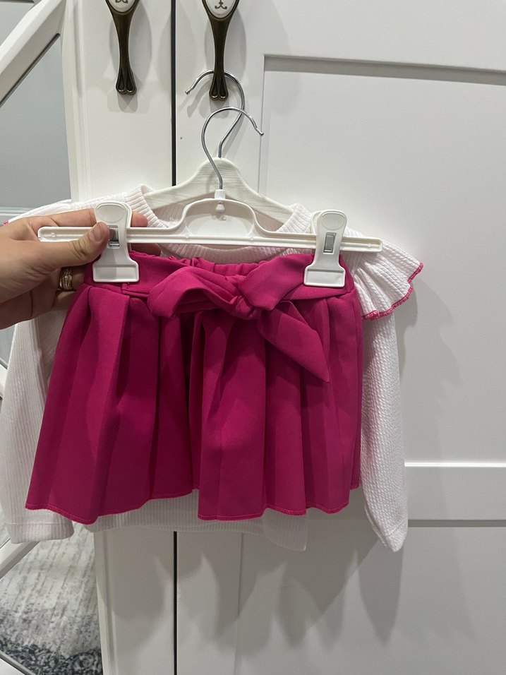 Pembe Fiyonklu Bebek Kız Takım - Görsel 2