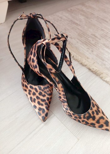 Kahverengi Leopar Desenli Stiletto Topuklu - Görsel 2