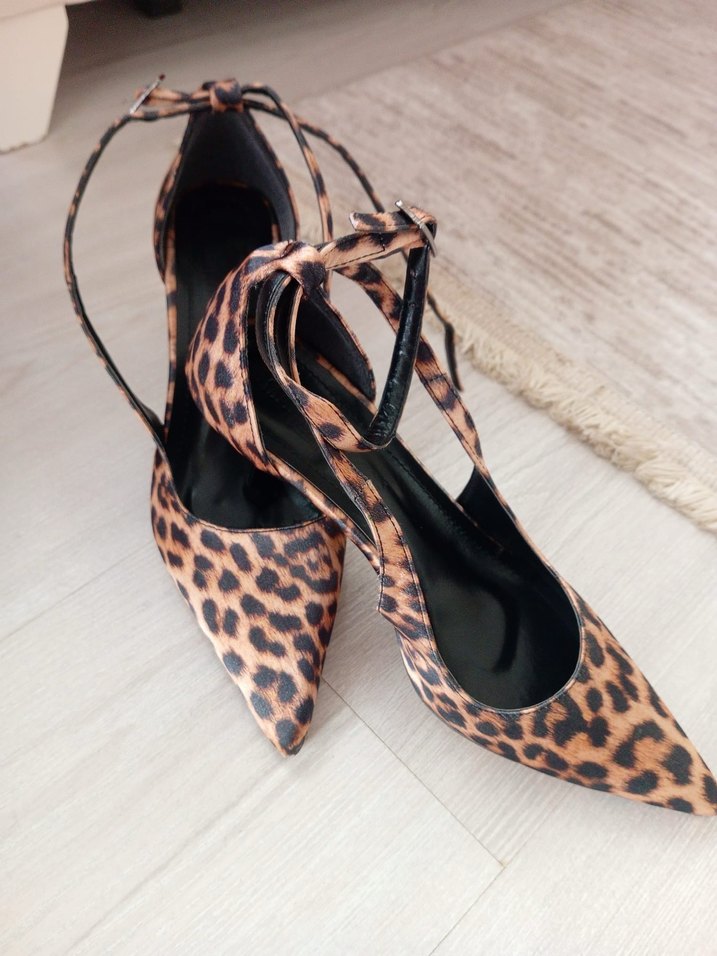 Kahverengi Leopar Desenli Stiletto Topuklu - Görsel 2
