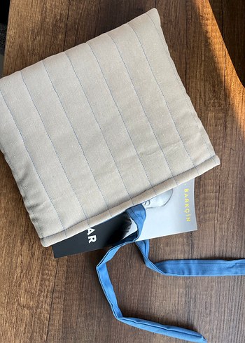 Bej , Mavi Kurdele Detaylı, kitap tablet kılıfı - Görsel 3