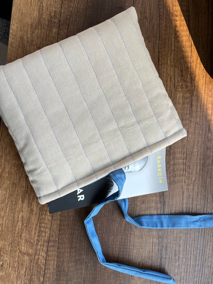 Bej , Mavi Kurdele Detaylı, kitap tablet kılıfı - Görsel 3