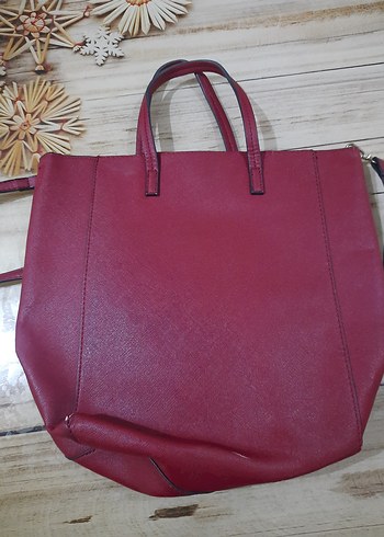 Kırmızı Deri Kadın Çanta - Görsel 3
