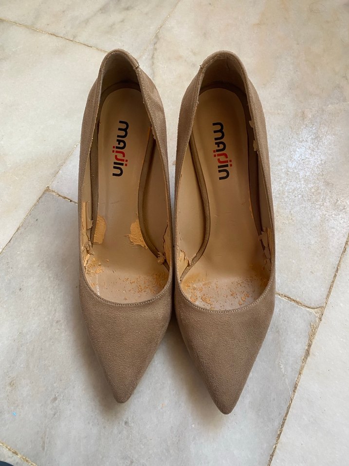 Bej Süet Stiletto Kadın Topuklu Ayakkabı - Görsel 4