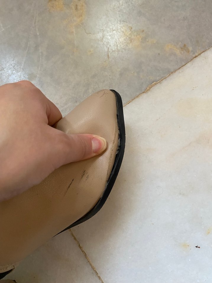 Bej Deri Stiletto Topuklu Kadın Bot - Görsel 5