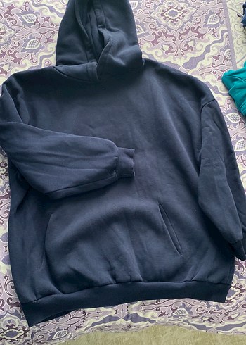 Kadın oversize lacivert Kapüşonlu Rahat Sweatshirt