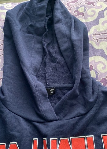 m Beden Kadın lacivert crop Kapüşonlu Sweatshirt