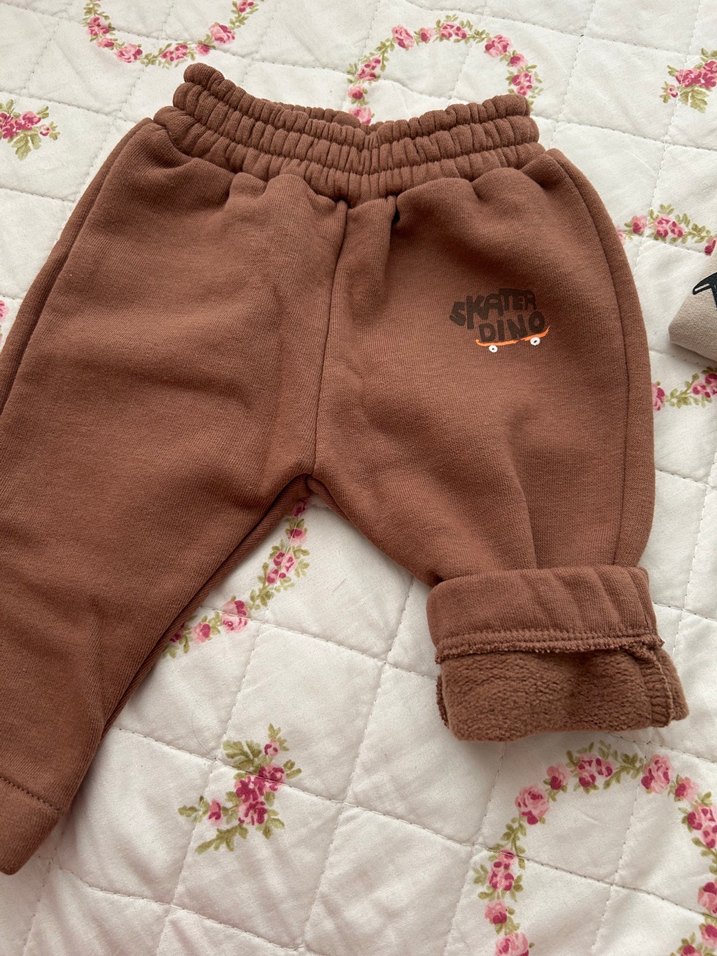 Uzun Kollu Bebek Takımı - Kahverengi ve Gri - Görsel 2