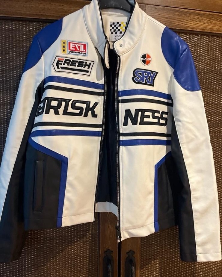 Beyaz Baskılı Deri Biker Ceket bershka - Görsel 2