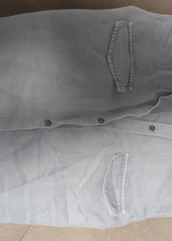 Gri Keten Kemerli Uzun Tulum - Görsel 5