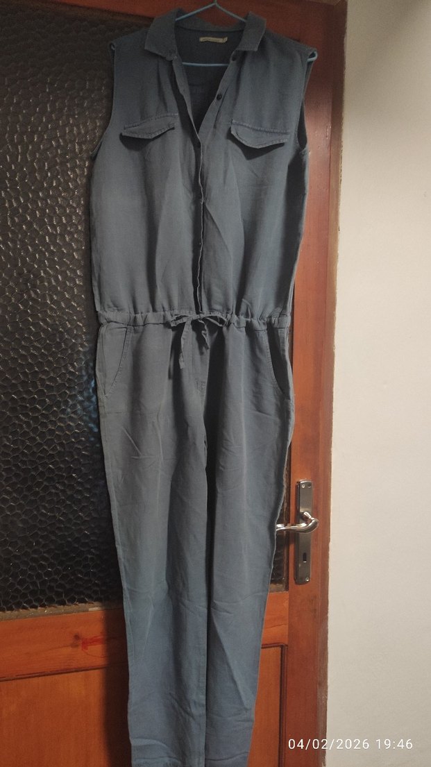 Gri Keten Kemerli Uzun Tulum - Görsel 2