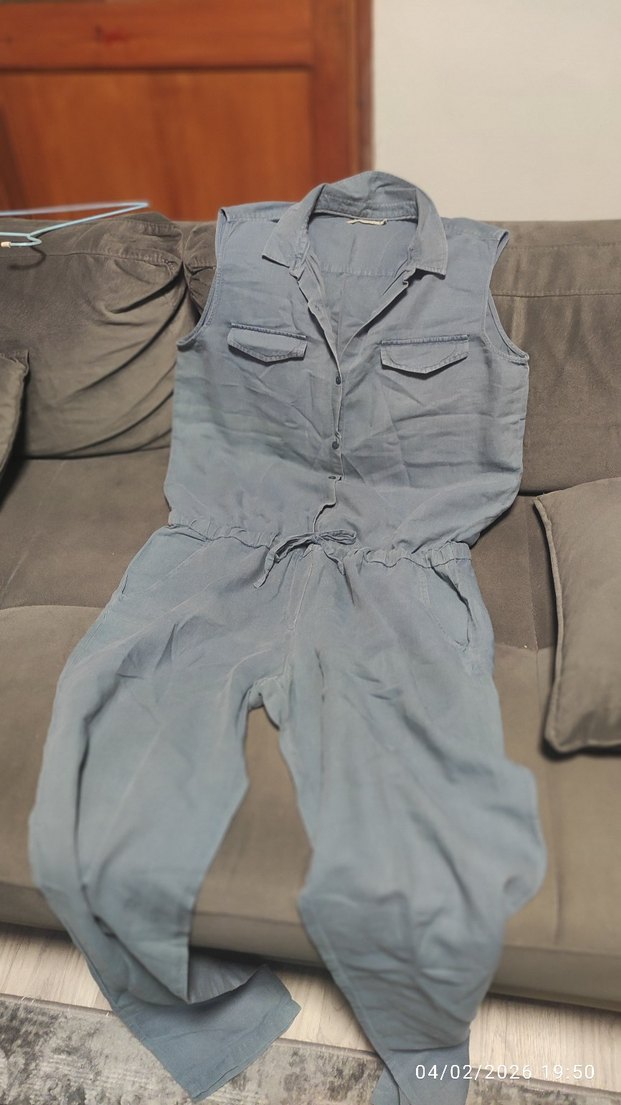 Gri Keten Kemerli Uzun Tulum - Görsel 4