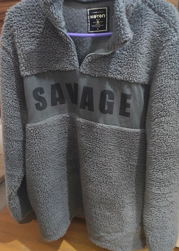 Koton Gri Erkek Yumusak Pelus Sweatshirt