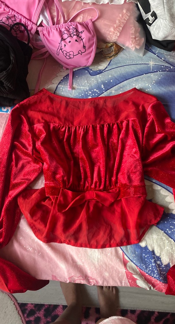 Kırmızı Parlak Düğmeli ceket hırka - Görsel 3