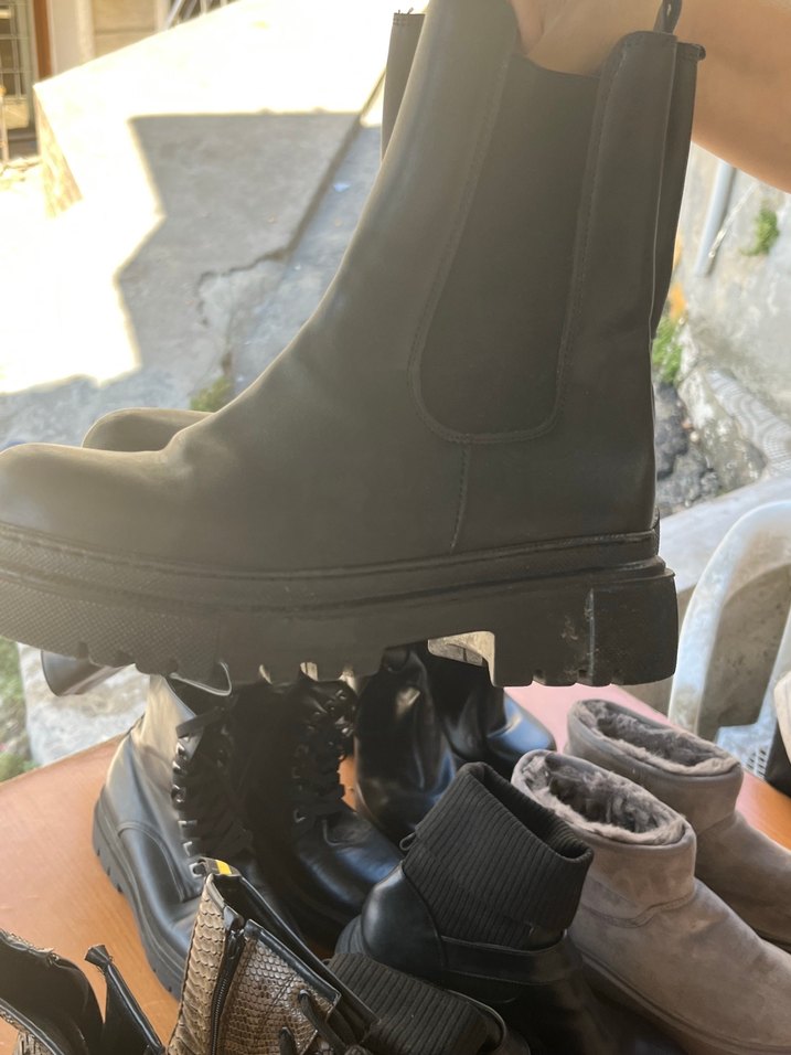 Kadın Siyah Lastik Platform Topuklu Bot - Görsel 2