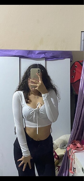 s Beden beyaz Renk Beyaz kurdeleli crop