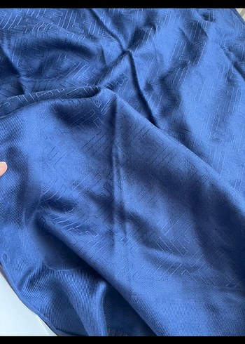 Kadın Mavi yün ipek şal - Görsel 3