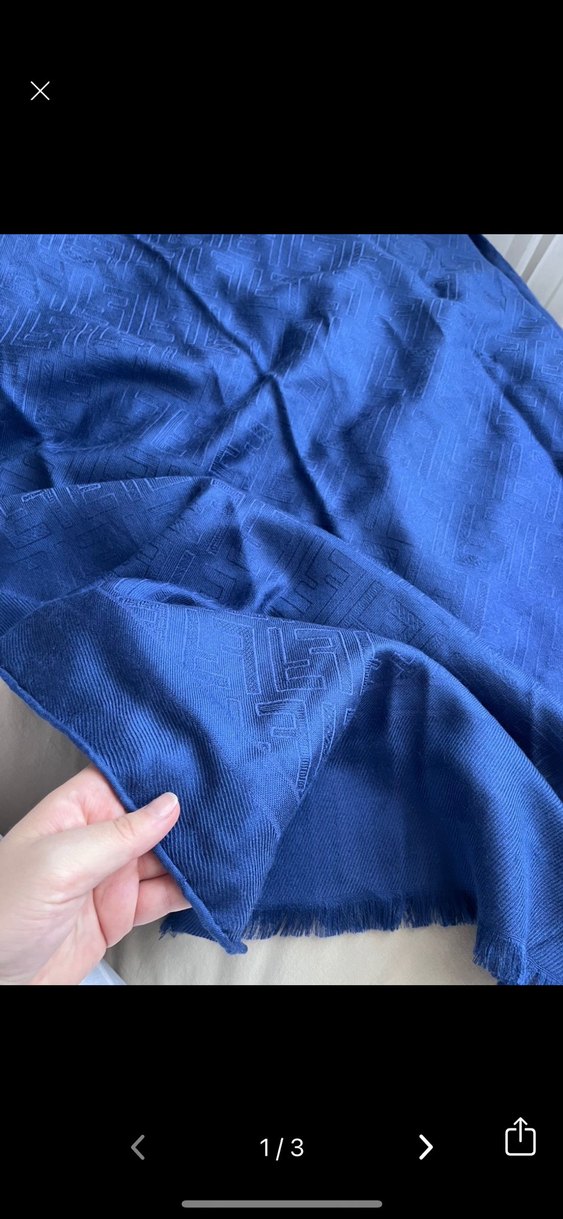 Kadın Mavi yün ipek şal - Görsel 4