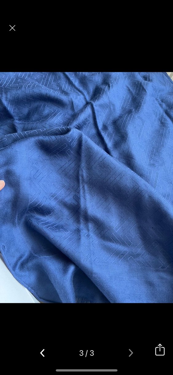 Kadın Mavi yün ipek şal - Görsel 3