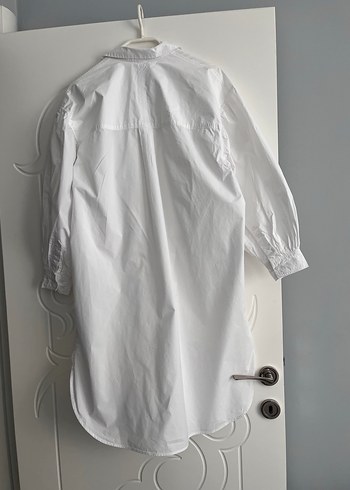 Beyaz pamuk Midi Gömlek - Görsel 7
