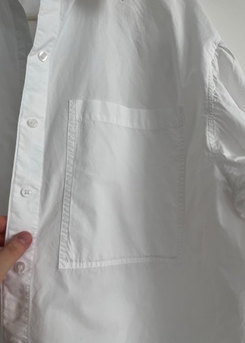 Beyaz pamuk Midi Gömlek - Görsel 4