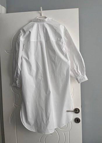 Beyaz pamuk Midi Gömlek - Görsel 6