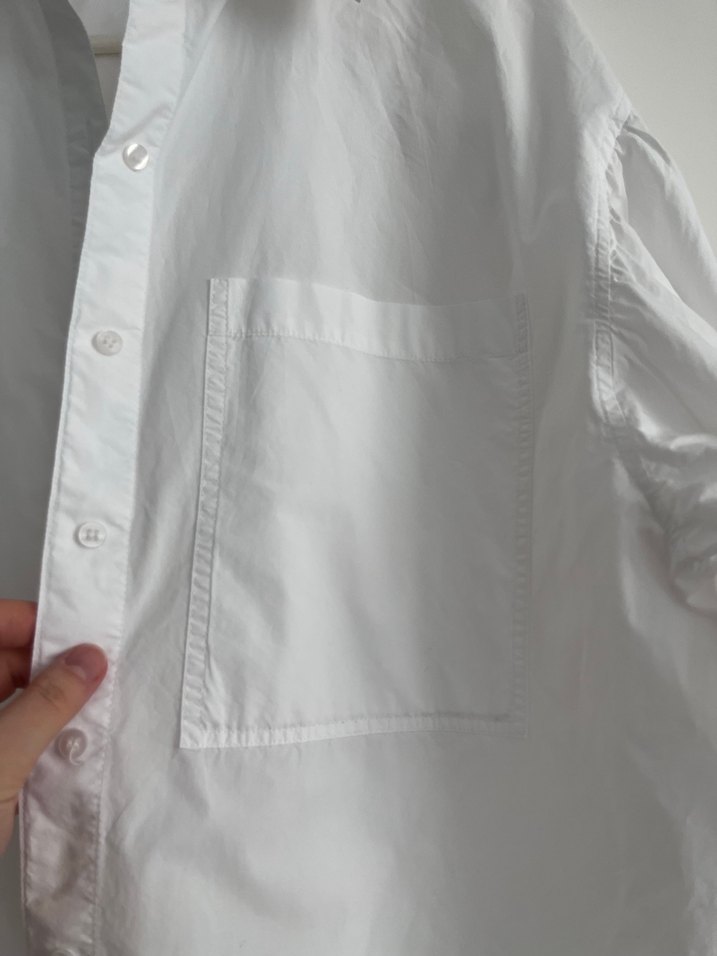 Beyaz pamuk Midi Gömlek - Görsel 4