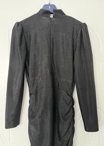 Uzun Kollu Siyah Gotik Kadın Abiye Elbise - Görsel 8