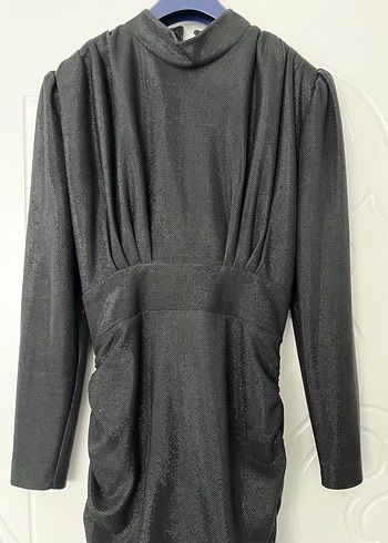 Uzun Kollu Siyah Gotik Kadın Abiye Elbise - Görsel 10