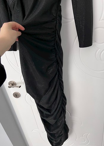 Uzun Kollu Siyah Gotik Kadın Abiye Elbise - Görsel 3