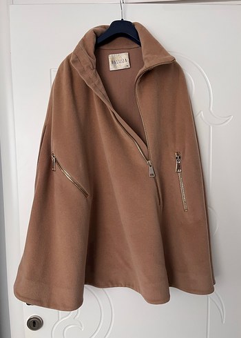 Fermuarlı Kahverengi Kadın Panço - Görsel 3