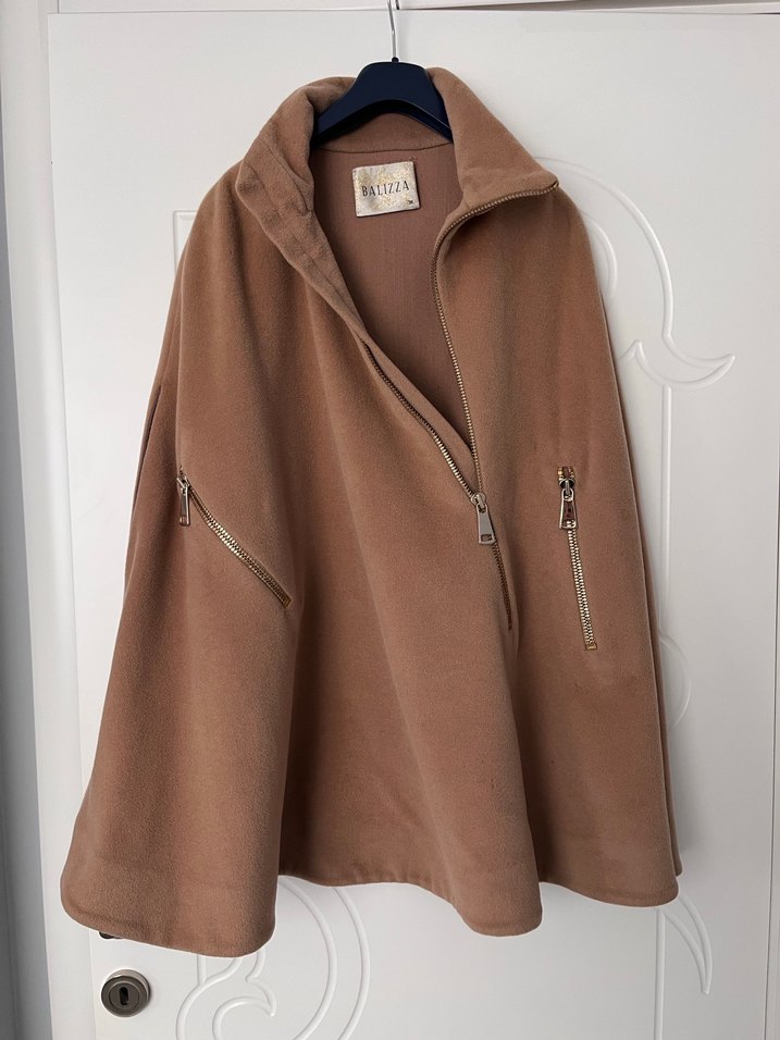 Fermuarlı Kahverengi Kadın Panço - Görsel 3