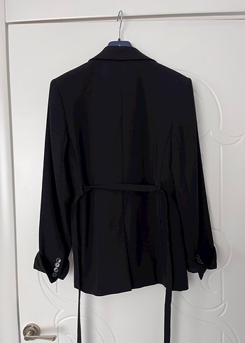 Mango Kemerli Siyah Kadın Blazer Ceket - Görsel 3